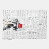 おもしろい犬ラバーホリデーグレートダーネクリスマス キッチンタオル (横)