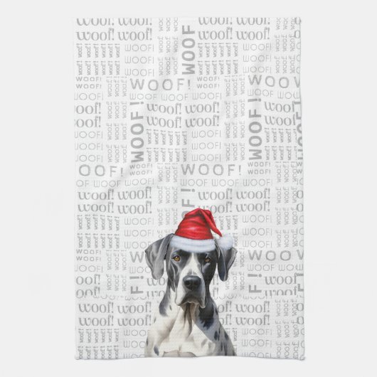 おもしろい犬ラバーホリデーグレートダーネクリスマス キッチンタオル (縦)
