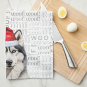 おもしろい犬ラバーホリデーシベリアハスキークリスマス キッチンタオル (四つ折り)