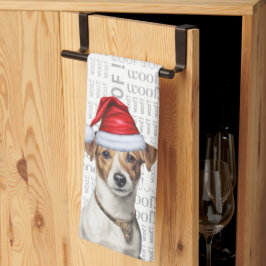 おもしろい犬ラバーホリデージャックラッセルクリスマス キッチンタオル
