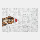 おもしろい犬ラバーホリデーバセットハウンドクリスマス キッチンタオル (横)