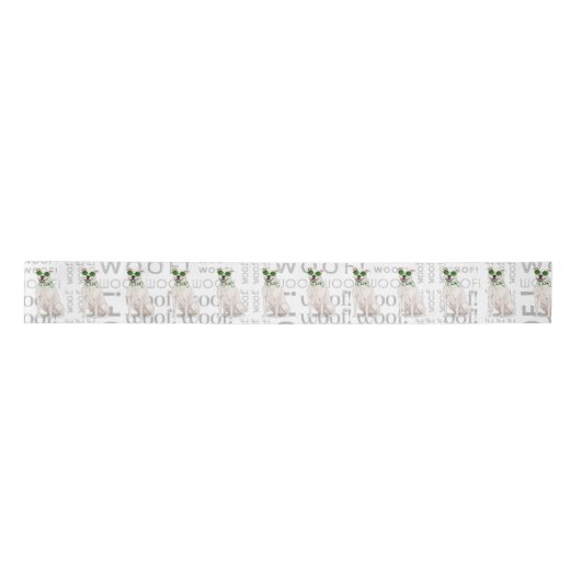 おもしろい犬ラバーホワイトピットブルウィンタースカーフ サテンリボン (正面)