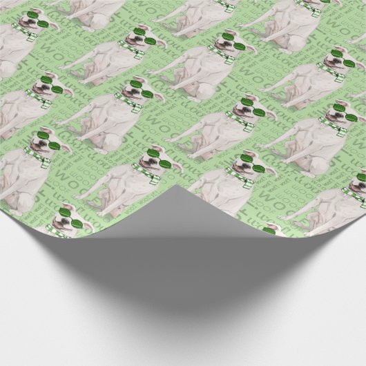 おもしろい犬ラバーホワイトピットブルウィンタースカーフ ラッピングペーパー (角)