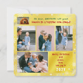 おもしろい犬ラフイヤー平和ラブジョーゴールデン5枚の写真 シーズンカード (正面)