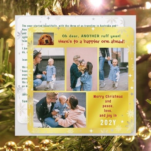 おもしろい犬ラフイヤー平和ラブジョーゴールデン5枚の写真 シーズンカード