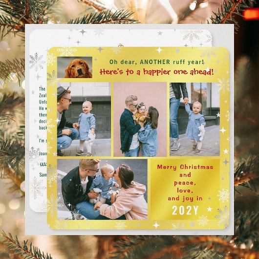 おもしろい犬ラフイヤー平和ラブジョーゴールデン5枚の写真 シーズンカード