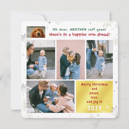 おもしろい犬ラフ年平和ラブジョイかわいい5枚 シーズンカード (正面)