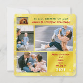 おもしろい犬ラフ年平和ラブジョイ4枚の写真ゴールデン シーズンカード (正面)