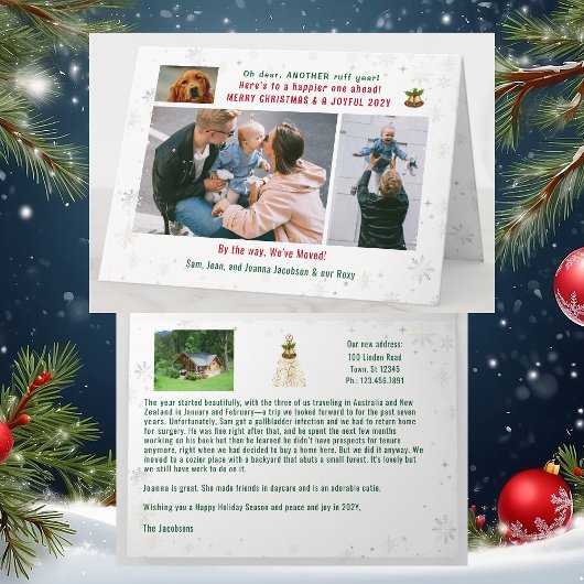 おもしろい犬ラフ年引っ越しました4写真コラージュ カード