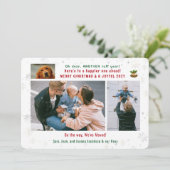 おもしろい犬ラフ年引っ越しました4写真コラージュ シーズンカード (スタンド正面)