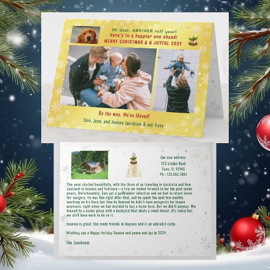 おもしろい犬ラフ年引っ越しました4写真ゴールデン カード