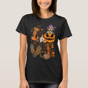 おもしろい犬ラブゴールデンレトリエバーハロウィーンパンプキン Tシャツ