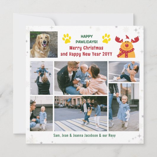 おもしろい犬ルドルフハッピーパウィーデイズ写真クリスマス シーズンカード (正面)