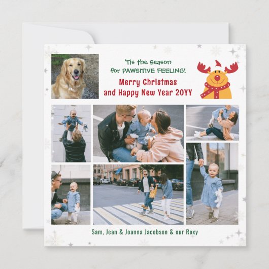 おもしろい犬ルドルフ・メリークリスマスモダン7枚の写真 シーズンカード (正面)