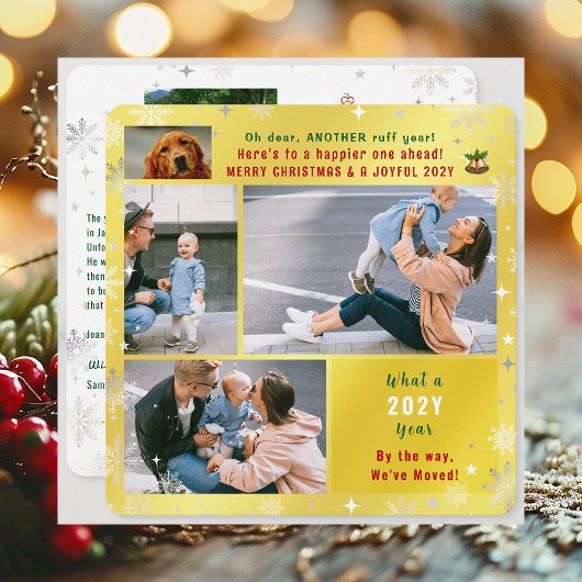 おもしろい犬ルフイヤー引っ越しました5枚の写真ゴールデン シーズンカード