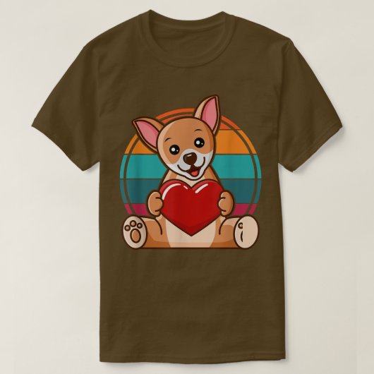 おもしろい犬レトロiハートドッグかわいいチワフアドッグ tシャツ (デザイン正面)
