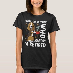 おもしろい犬今日気には何時だ退職した Tシャツ