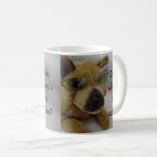 おもしろい犬付きコーヒーことわざ コーヒーマグカップ (正面右)