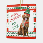 おもしろい犬付き小妖精や小人ハットとスカーフレッドグリーンカスタム セラミックオーナメント (左)