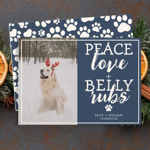 おもしろい犬写真のパーソナライズ青いクリスマスフォト シーズンカード