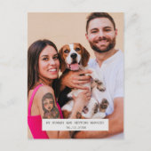 おもしろい犬写真の結婚式の日付の保存 案内ポストカード (正面)