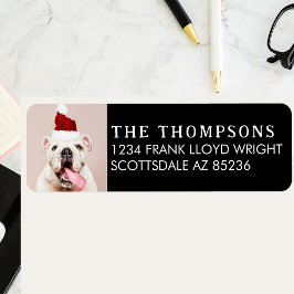 おもしろい犬写真クリスマスカード差出人住所 ラベル