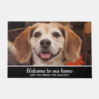 おもしろい犬写真スナックを持って来た歓迎ドア ドアマット