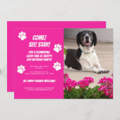 おもしろい犬写真テンプレート誕生日パーティーの招待 招待状 (正面/裏面)