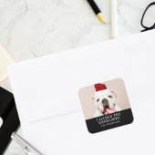 おもしろい犬写真パーソナライズされたクリスマスフォト スクエアシール