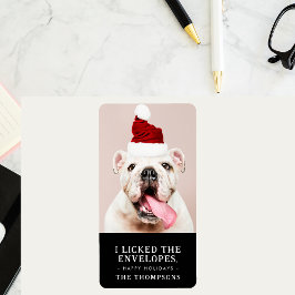 おもしろい犬写真パーソナライズされたクリスマスフォト ラベル