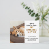 おもしろい犬写真パーソナライズされたペット移動 案内ポストカード (スタンド正面)
