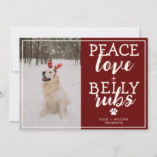 おもしろい犬写真パーソナライズされたレッドクリスマスフォト シーズンカード (正面)