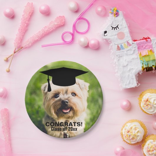 おもしろい犬写真パーソナライズされた卒業講座 ペーパープレート (パーティー)