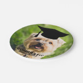 おもしろい犬写真パーソナライズされた卒業講座 ペーパープレート (アングル)