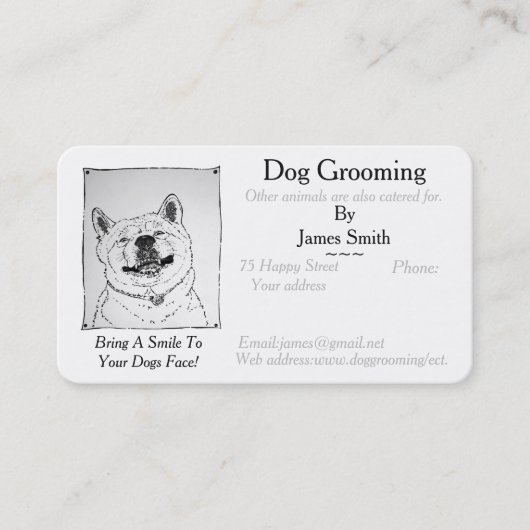 おもしろい犬写真犬グルーミングペットケアサービス ロイヤリティカード (正面)