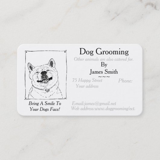 おもしろい犬写真犬グルーミングペットケアサービス 予約カード (正面)