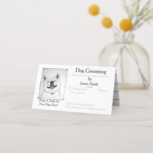 おもしろい犬写真犬グルーミングペットケアサービス 予約カード (正面)