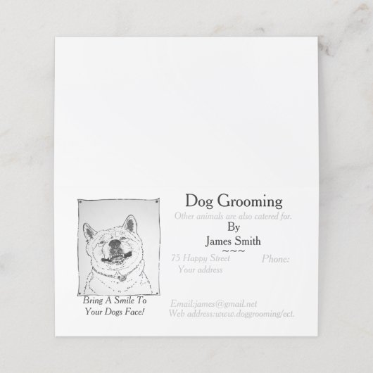 おもしろい犬写真犬グルーミングペットケアサービス 予約カード (外部開封)