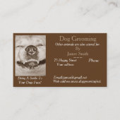 おもしろい犬写真犬グルーミングペットケアサービス 名刺 (正面)