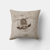 おもしろい犬写真秋田の笑顔 クッション (裏面)