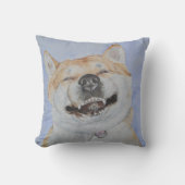 おもしろい犬写真秋田の笑顔 クッション (正面)