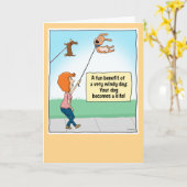 おもしろい犬凧誕生日 カード (黄色い花)