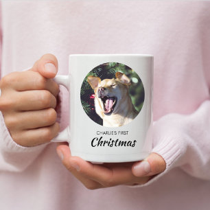 おもしろい犬初めてのクリスマスパーソナライズされたドッグフォト コーヒーマグカップ