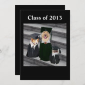 おもしろい犬卒業パーティ招待状 招待状 (正面/裏面)