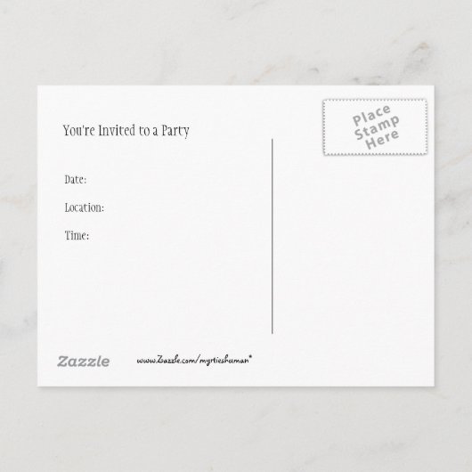 おもしろい犬卒業式パーティービーチはがき インビテーションポストカード (裏面)