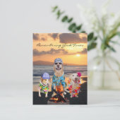 おもしろい犬卒業式パーティービーチはがき インビテーションポストカード (スタンド正面)