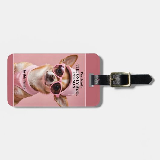 おもしろい犬可愛いピンクガーリー ラゲッジタグ (正面横)