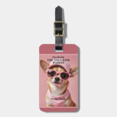 おもしろい犬可愛いピンクガーリー ラゲッジタグ (正面縦)