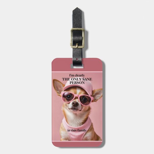おもしろい犬可愛いピンクガーリー ラゲッジタグ (正面縦)