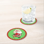 おもしろい犬噛みサンタクリスマス ラウンドペーパーコースター (インサイチュ)